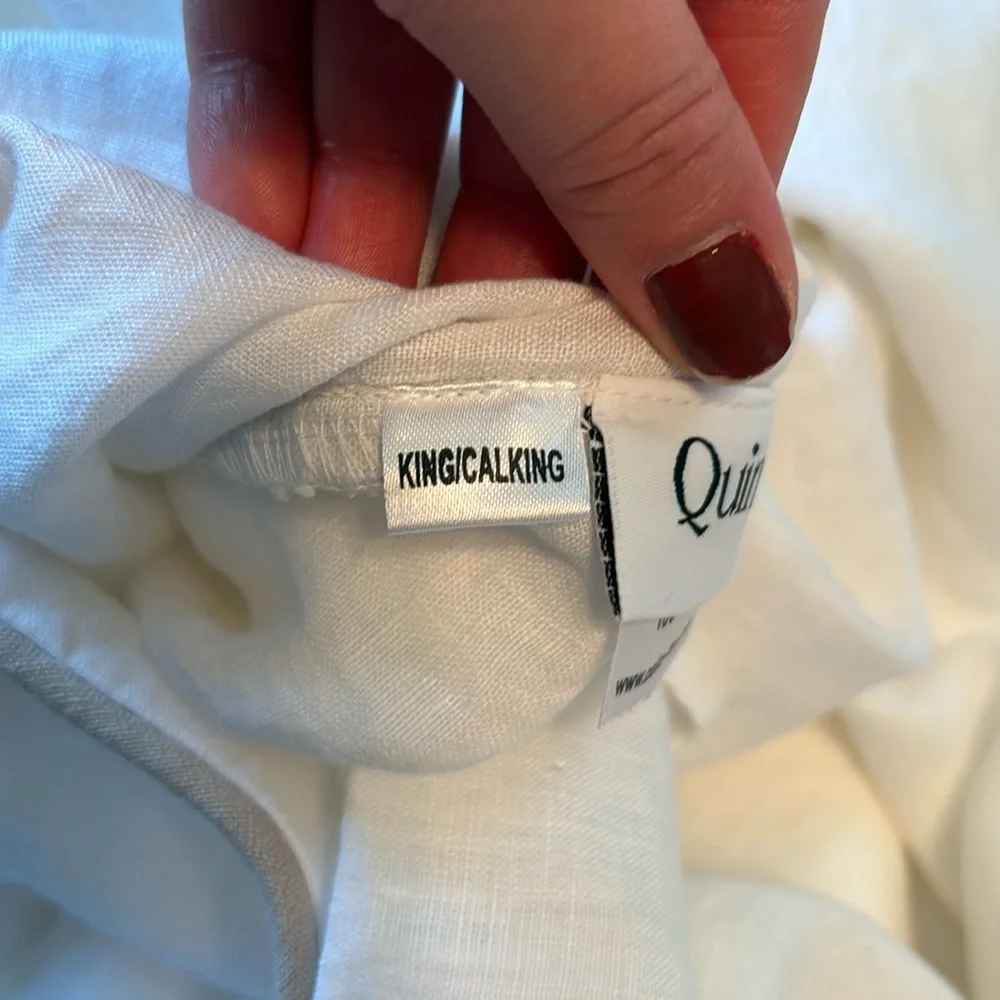 Quince White Cotton Duvet Cover Set with Contrast Piping